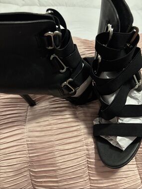 Women's Black Strappy High Heel Sandals